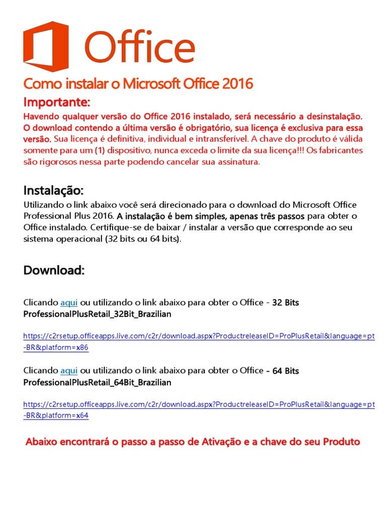 Chave De Activation Key Office 2016